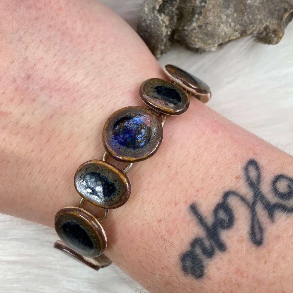 Vintage Ceramic Chain Link Bracelet